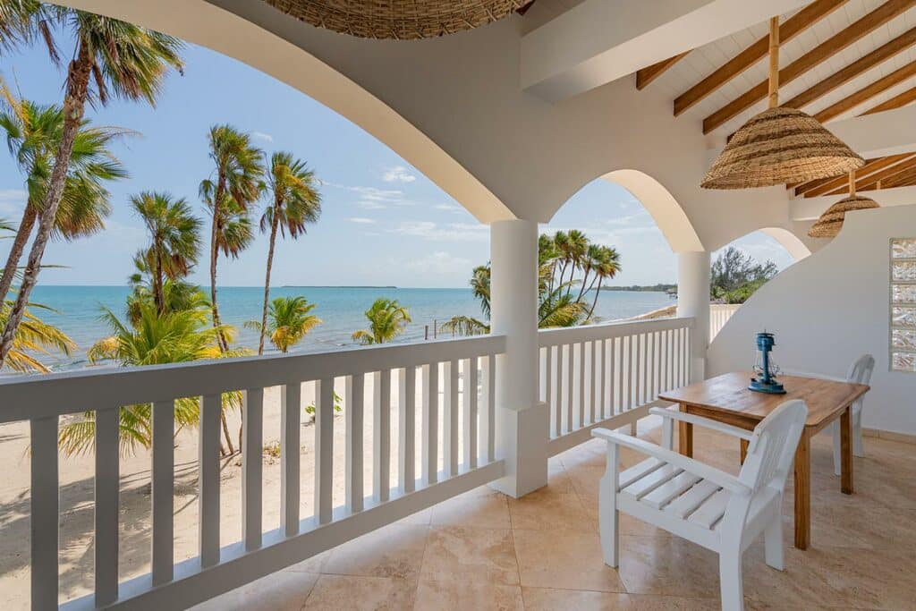 The balcony of the 1 bedroom beachfront unit at Umaya Resort