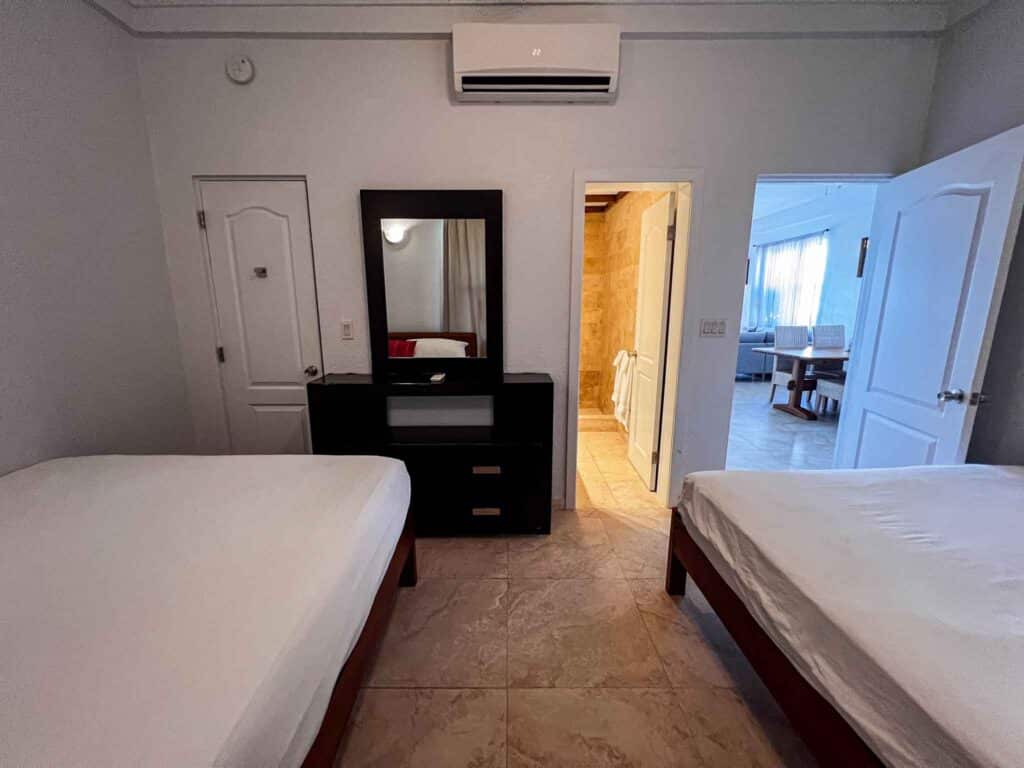 A guest bedroom inside of one of Umaya's 2 bedroom units